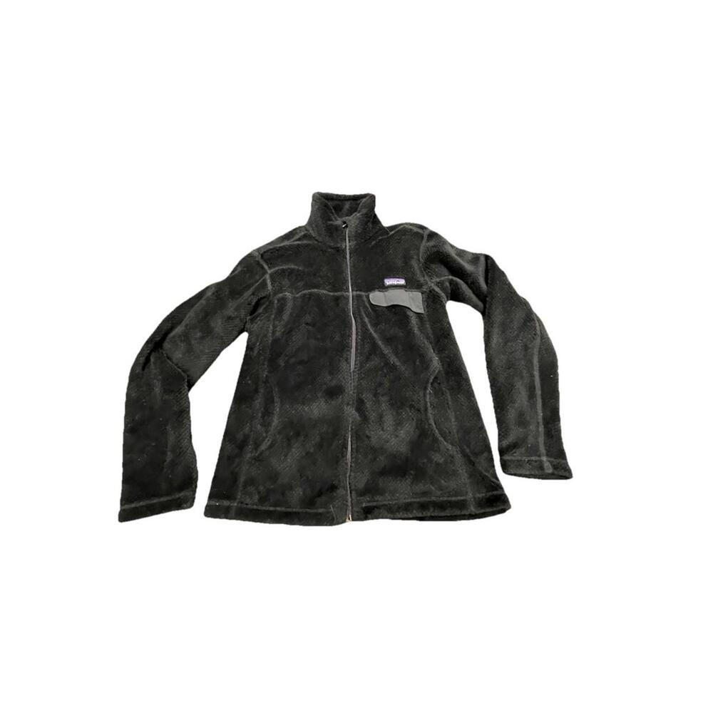 Patagonia Polartec Thermal Women M Full Zip Fleece Mock Neck Jacket Black H12